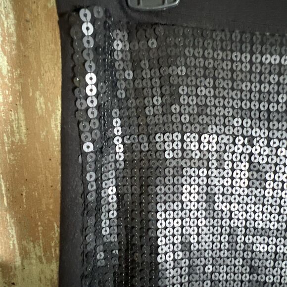 Black Takara Pull On Pants Matte Black Sequins On Front Black L Glam - Picture 2 of 6